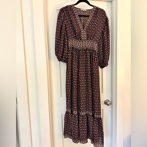 Max Studio Black and Red Geometric Long Sleeve Dress